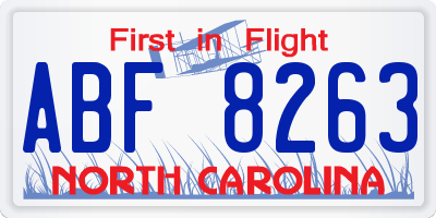 NC license plate ABF8263