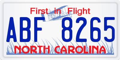 NC license plate ABF8265