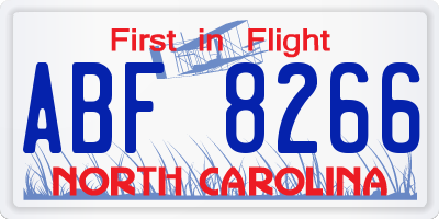 NC license plate ABF8266