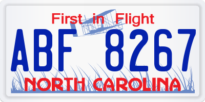 NC license plate ABF8267