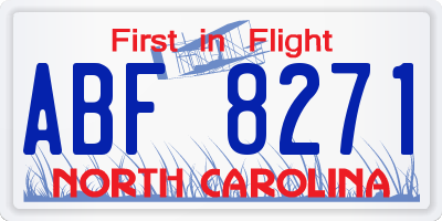 NC license plate ABF8271