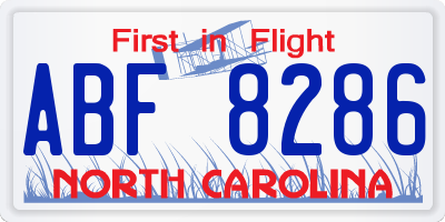 NC license plate ABF8286