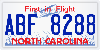 NC license plate ABF8288