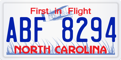 NC license plate ABF8294