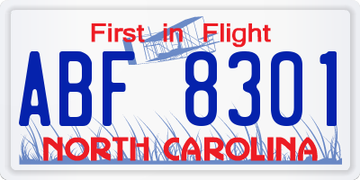 NC license plate ABF8301