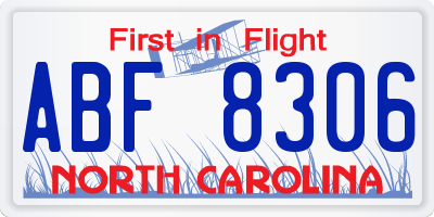 NC license plate ABF8306