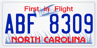 NC license plate ABF8309