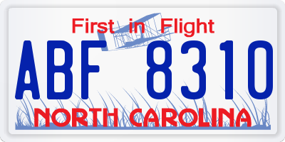 NC license plate ABF8310