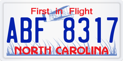 NC license plate ABF8317