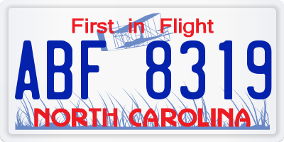 NC license plate ABF8319