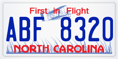 NC license plate ABF8320