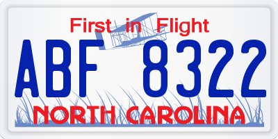 NC license plate ABF8322
