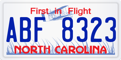 NC license plate ABF8323