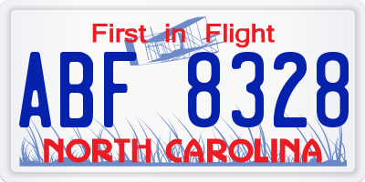 NC license plate ABF8328