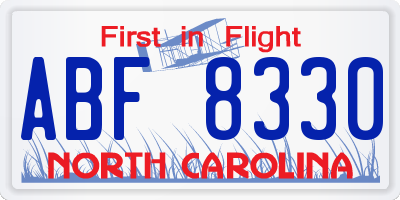 NC license plate ABF8330