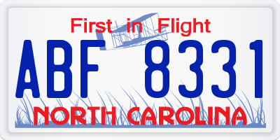 NC license plate ABF8331
