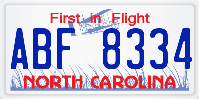 NC license plate ABF8334