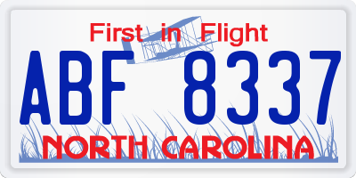 NC license plate ABF8337