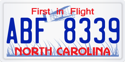 NC license plate ABF8339