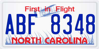 NC license plate ABF8348