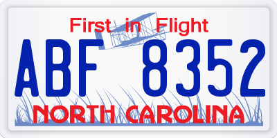 NC license plate ABF8352