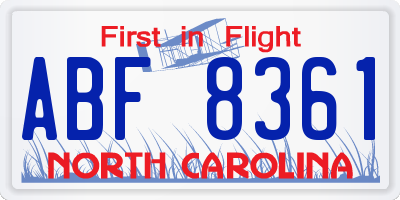 NC license plate ABF8361