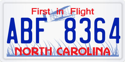 NC license plate ABF8364