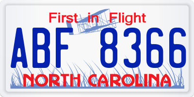 NC license plate ABF8366