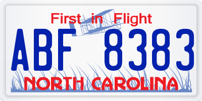 NC license plate ABF8383