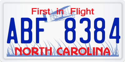 NC license plate ABF8384