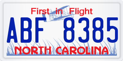 NC license plate ABF8385