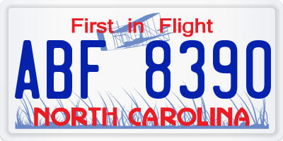 NC license plate ABF8390