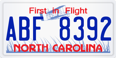 NC license plate ABF8392