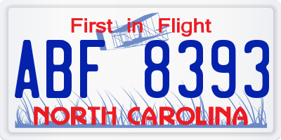 NC license plate ABF8393