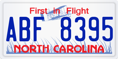 NC license plate ABF8395