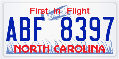 NC license plate ABF8397