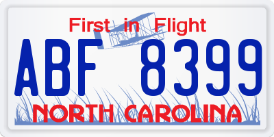 NC license plate ABF8399
