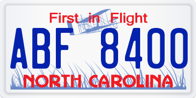 NC license plate ABF8400