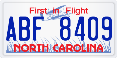 NC license plate ABF8409