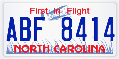 NC license plate ABF8414
