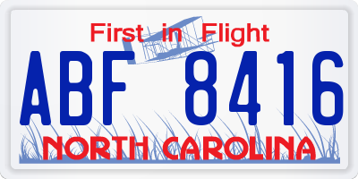 NC license plate ABF8416