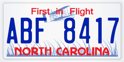 NC license plate ABF8417