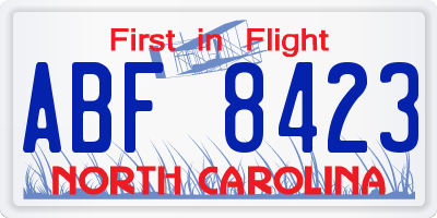 NC license plate ABF8423