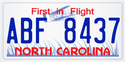 NC license plate ABF8437