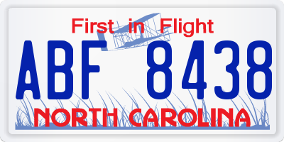 NC license plate ABF8438