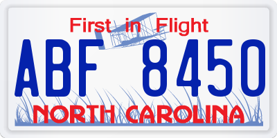 NC license plate ABF8450