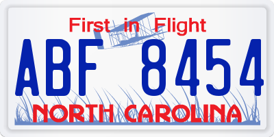 NC license plate ABF8454