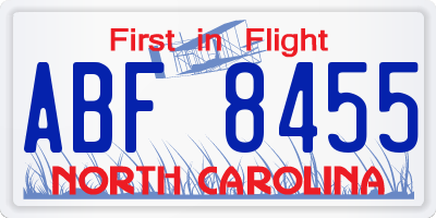 NC license plate ABF8455