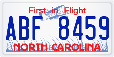 NC license plate ABF8459