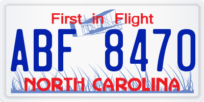 NC license plate ABF8470